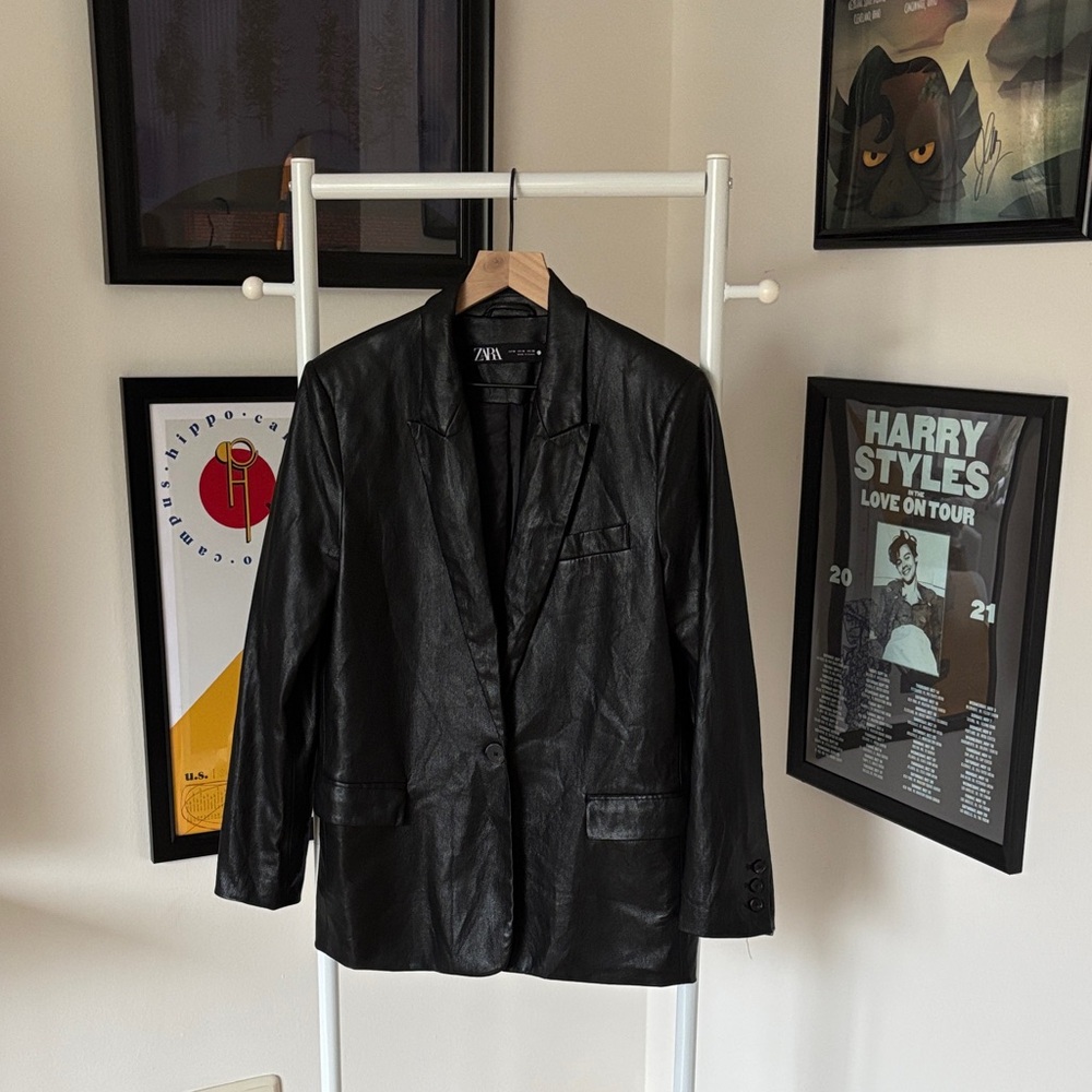 Zara Vegan Leather Blazer Jacket